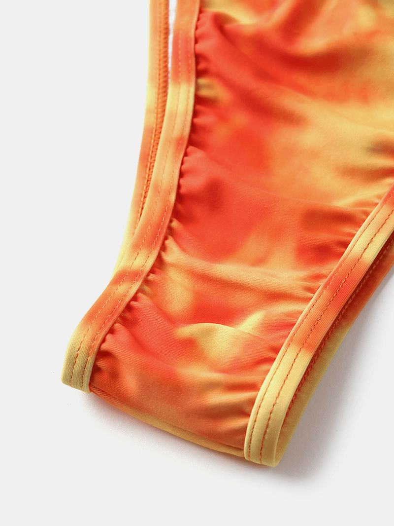 Tie Dye Drukowanie Stringi Bikini Spaghetti Strapless Kostium Kąpielowy Bez Pleców