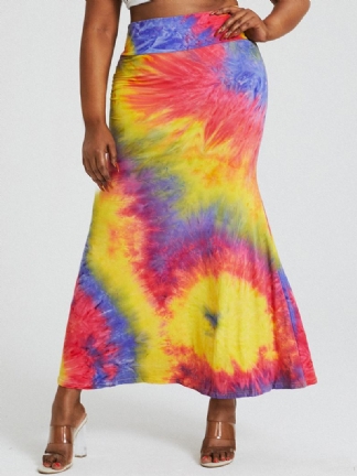 Tie Dye Drukowanie Wysoka Talia Pośladki Bodycon Długa Spódnica