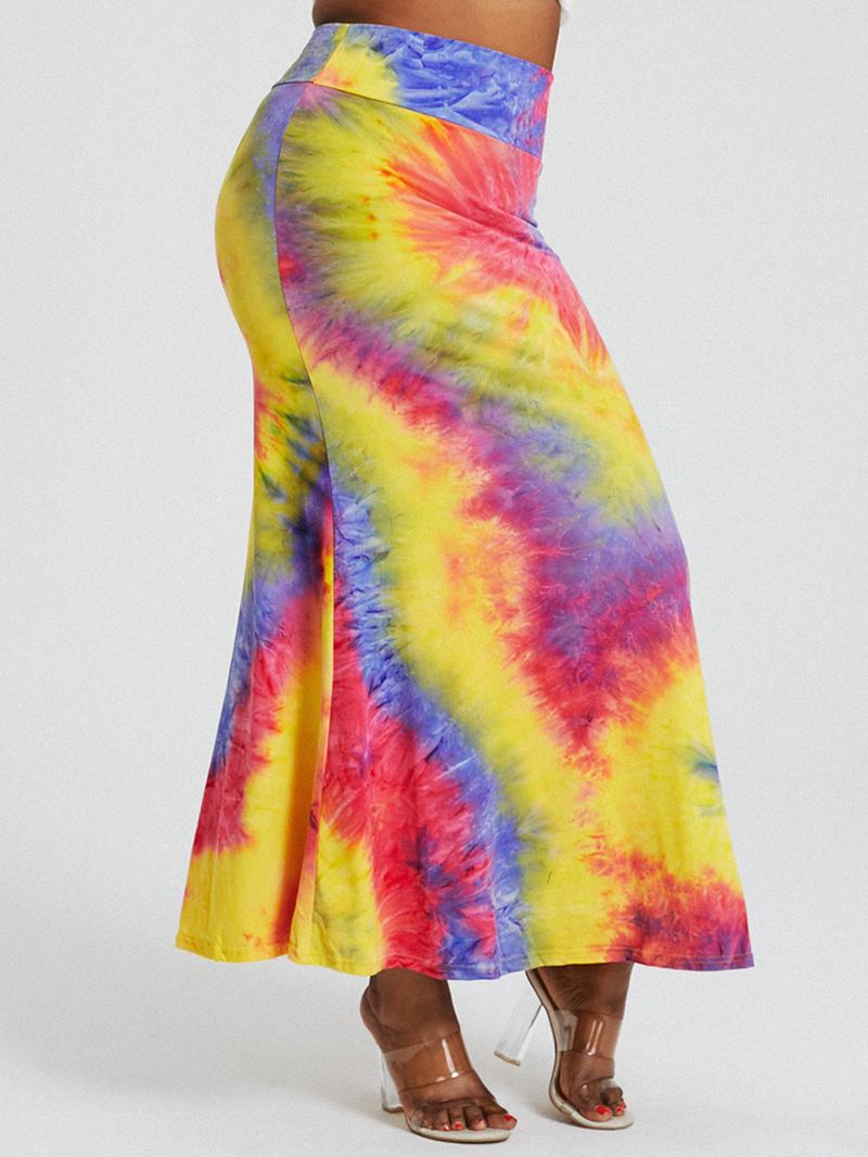 Tie Dye Drukowanie Wysoka Talia Pośladki Bodycon Długa Spódnica