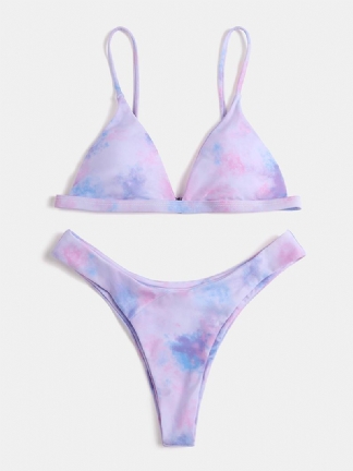 Tie Dye Kobiety Trójkątne Paski Spaghetti Bikini Backless Stroje Kąpielowe