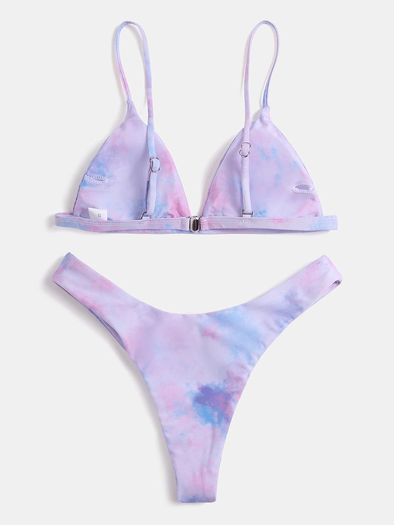 Tie Dye Kobiety Trójkątne Paski Spaghetti Bikini Backless Stroje Kąpielowe