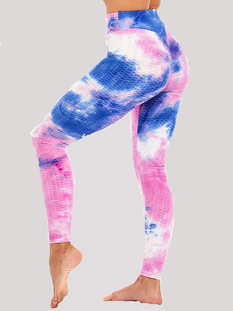 Tie-dye Losowy Nadruk Wysoka Talia Slim Sport Yoga Casual Legginsy Dla Kobiet