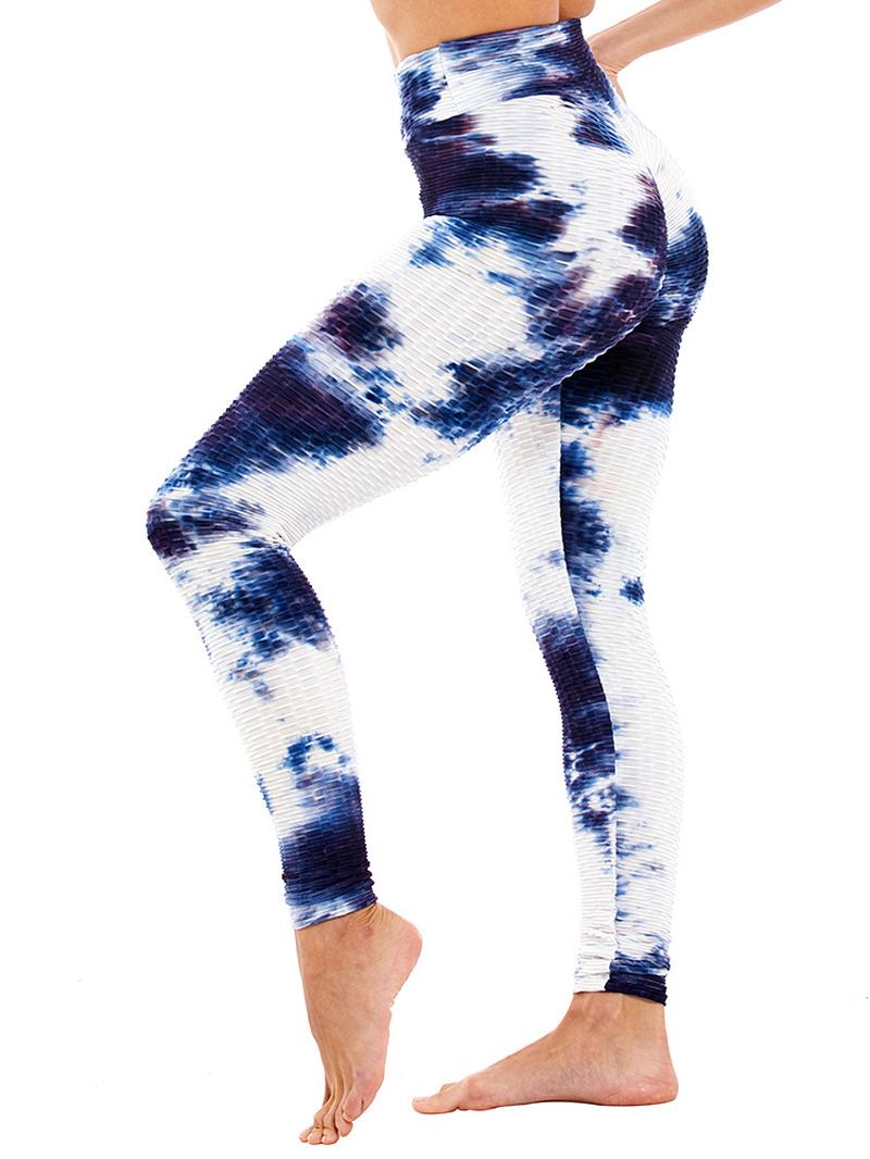 Tie-dye Losowy Nadruk Wysoka Talia Slim Sport Yoga Casual Legginsy Dla Kobiet