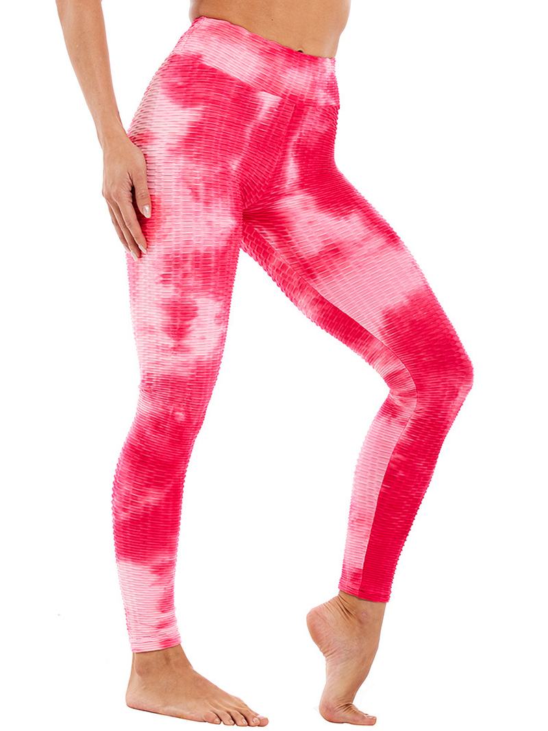 Tie-dye Losowy Nadruk Wysoka Talia Slim Sport Yoga Casual Legginsy Dla Kobiet