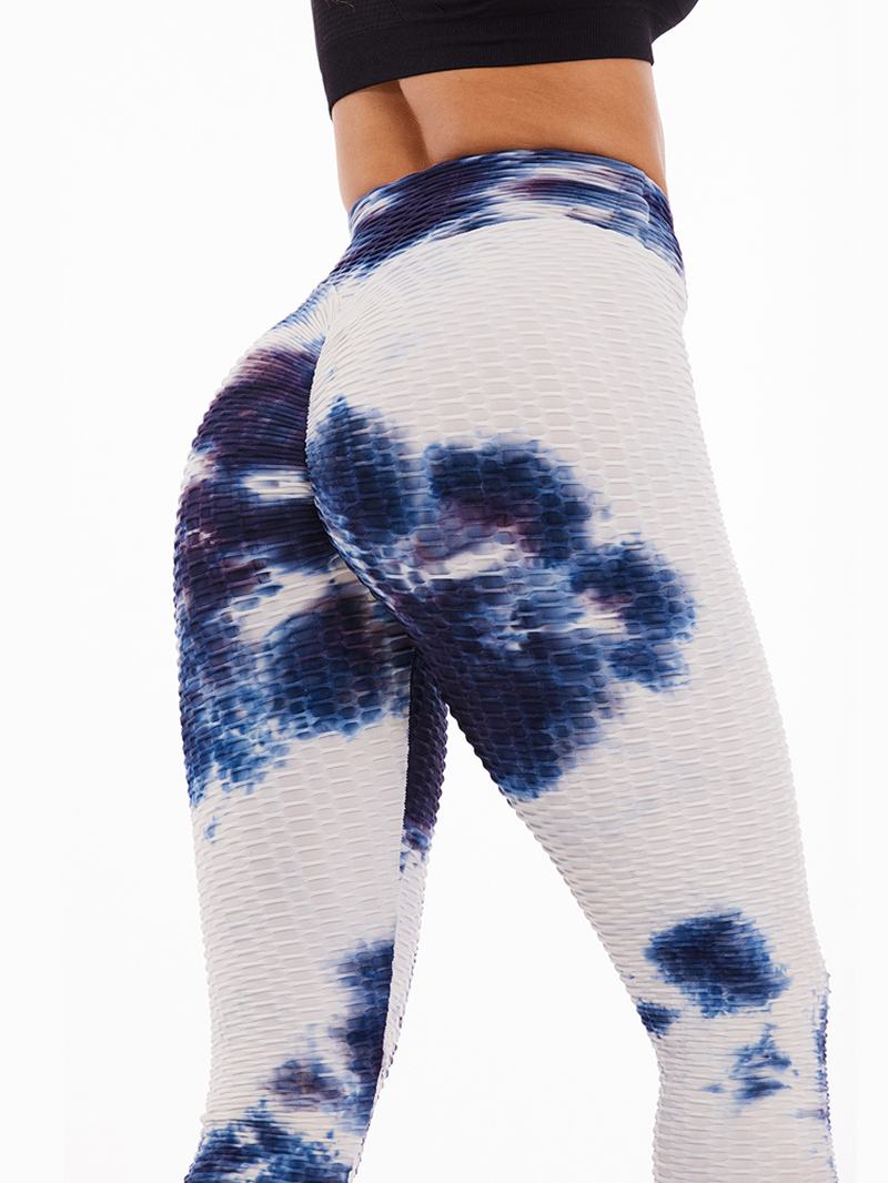 Tie-dye Losowy Nadruk Wysoka Talia Slim Sport Yoga Casual Legginsy Dla Kobiet