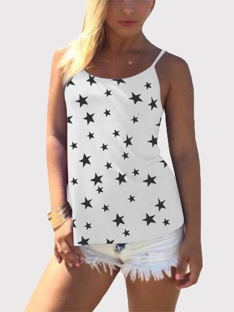 Top Bez Rękawów Bez Rękawów Z Nadrukiem W Gwiazdki Casual Wild Tank Top