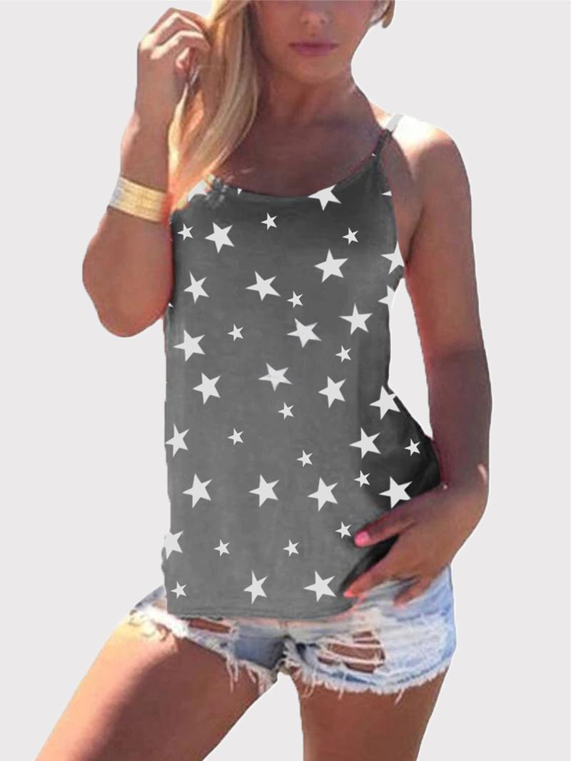 Top Bez Rękawów Bez Rękawów Z Nadrukiem W Gwiazdki Casual Wild Tank Top