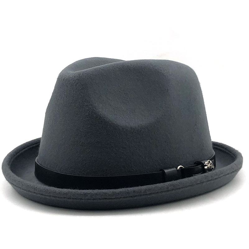 Top Hat Klamra Pasa CZarna Wełniana CZapka Męska Brytyjska CZapka Jazzowa Imitacja Wełny