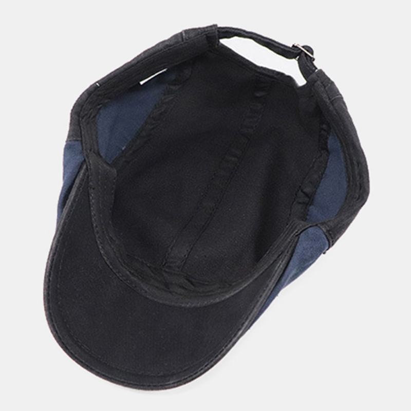 Torba Męska Kontrastowy Kolor Listowy Wzór Naszywka Kapelusz Do Przodu Outdoor Casual Kapelusz Przeciwsłoneczny Beret Flat Cap