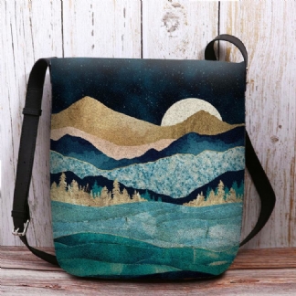 Torebka Damska Z Filcu Górskiego Treetop Landscape Drukowanie Torba Crossbody Torba Na Ramię