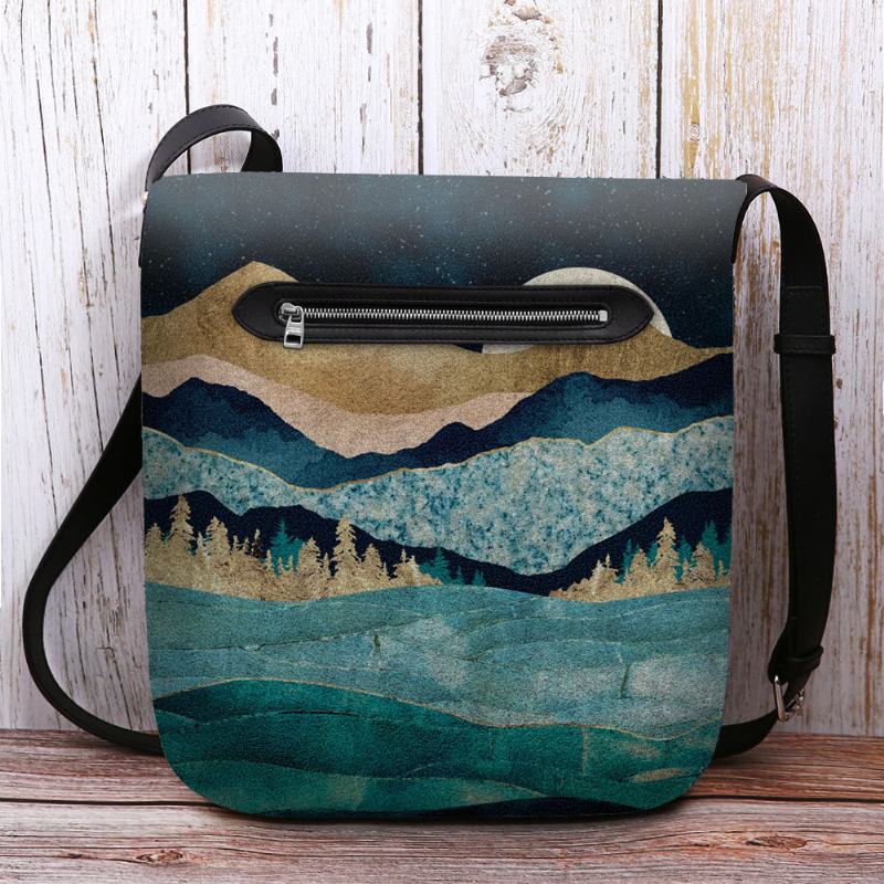 Torebka Damska Z Filcu Górskiego Treetop Landscape Drukowanie Torba Crossbody Torba Na Ramię