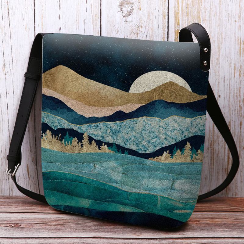 Torebka Damska Z Filcu Górskiego Treetop Landscape Drukowanie Torba Crossbody Torba Na Ramię