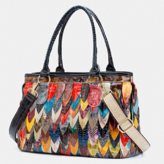 Torebka Damska Z Prawdziwej Skóry Patchwork Tote Crossbody