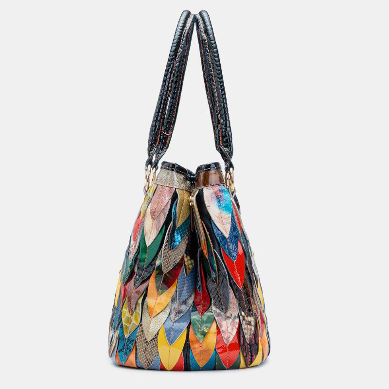 Torebka Damska Z Prawdziwej Skóry Patchwork Tote Crossbody