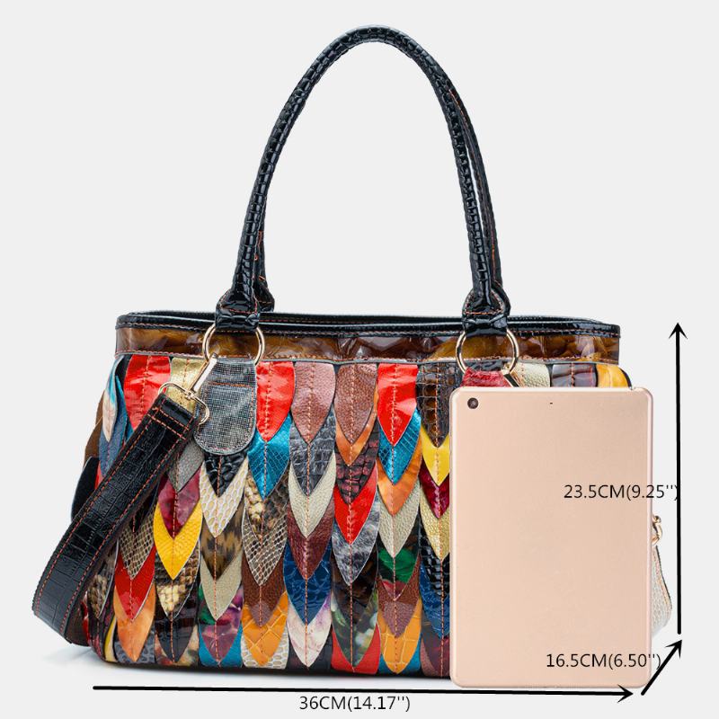 Torebka Damska Z Prawdziwej Skóry Patchwork Tote Crossbody