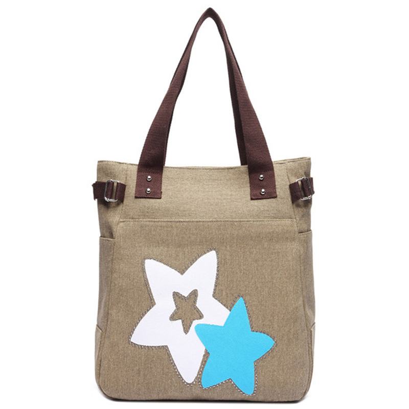 Torebki Damskie Canvas Star Tote Casual Torby Na Ramię Pojemność Torby Na Zakupy