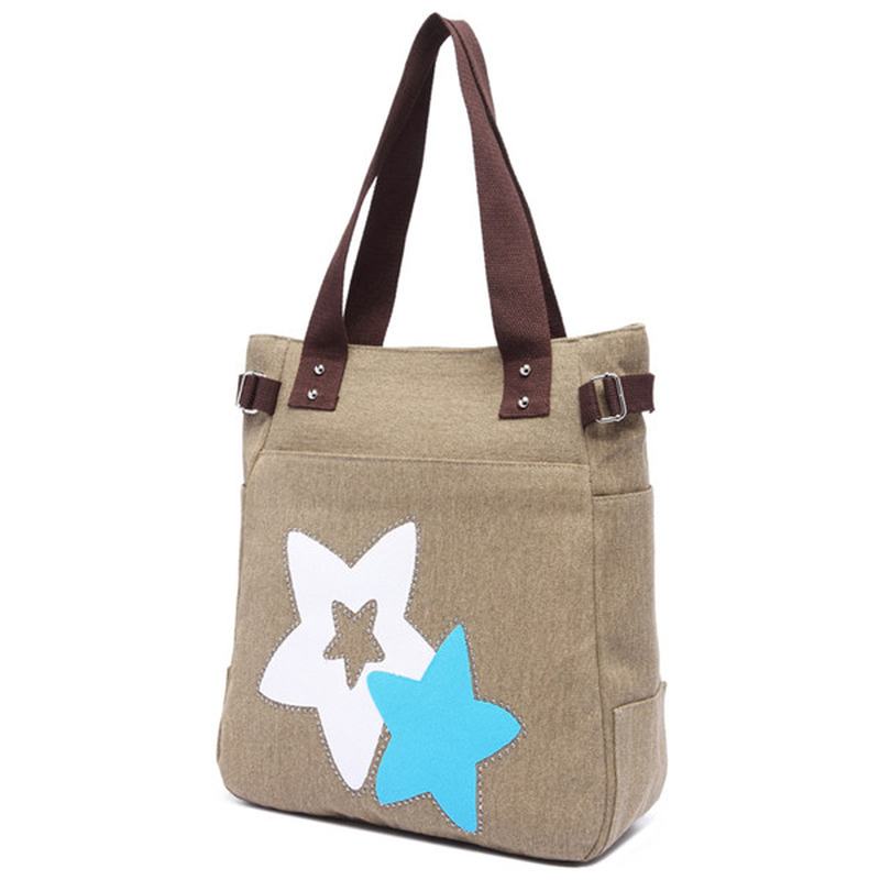 Torebki Damskie Canvas Star Tote Casual Torby Na Ramię Pojemność Torby Na Zakupy