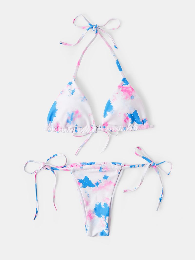 Triangle Tie-dye Halter String Bikini Stroje Plażowe Z Odkrytymi Plecami Dla Kobiet