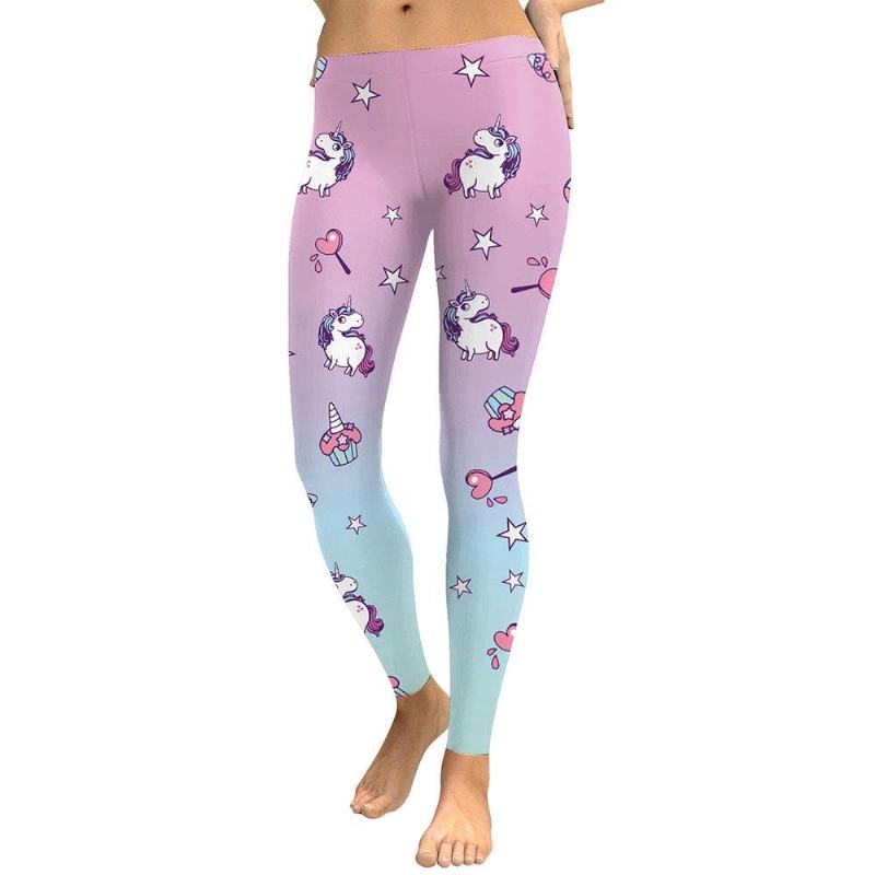 Unicorn Series Damskie Legginsy Star Ice Cream Digital Drukowanie Legg Sweat Workout Woman Legging Slim Pants