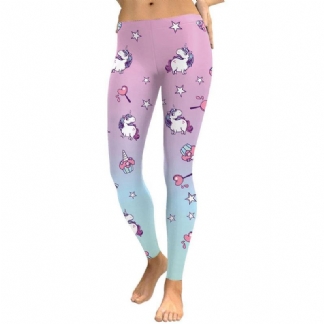 Unicorn Series Damskie Legginsy Star Ice Cream Digital Drukowanie Legg Sweat Workout Woman Legging Slim Pants