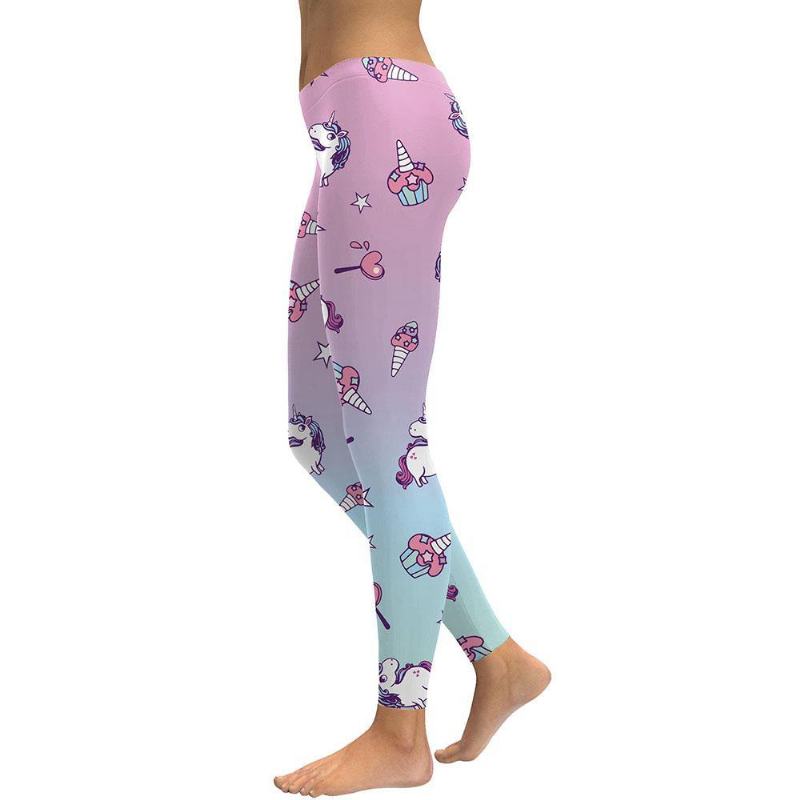 Unicorn Series Damskie Legginsy Star Ice Cream Digital Drukowanie Legg Sweat Workout Woman Legging Slim Pants