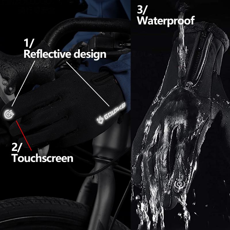 Unisex 2-palcowy Zimowy Trening Na Świeżym Powietrzu Rękawiczki Rowerowe Konstrukcja Z Dwoma Palcami Swobodna Kontrola Ekran Dotykowy Ciepłe Wodoodporne Rękawiczki