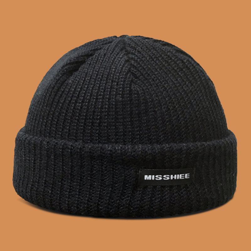 Unisex Akrylowy Wzór Listowy Etykieta Z Tkaniny CZapka Z Dzianiny Hip Hop Zimowe Ciepło CZapka Z CZaszką Beanie Hat