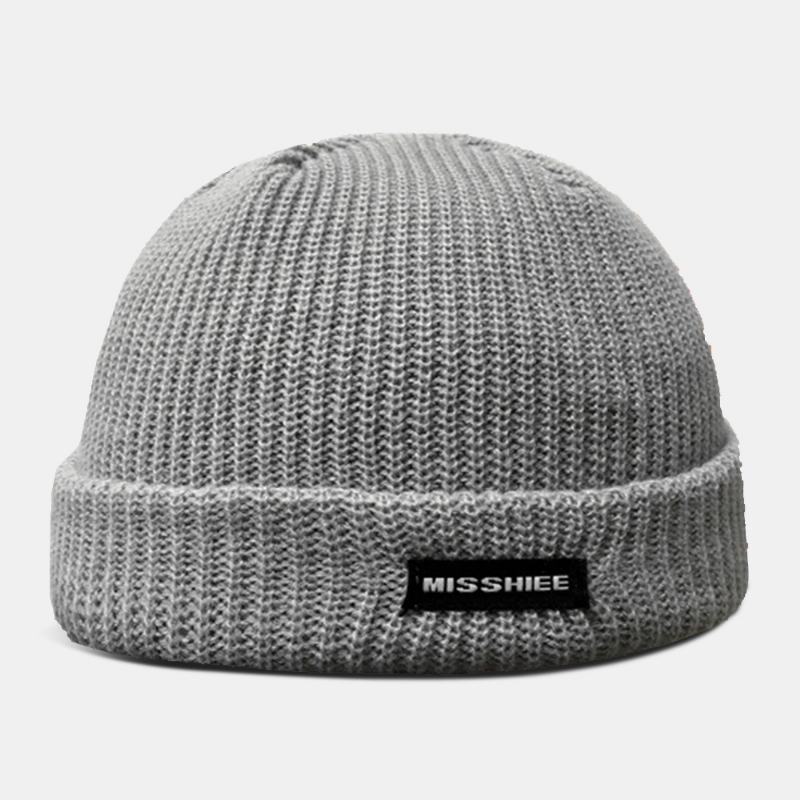 Unisex Akrylowy Wzór Listowy Etykieta Z Tkaniny CZapka Z Dzianiny Hip Hop Zimowe Ciepło CZapka Z CZaszką Beanie Hat