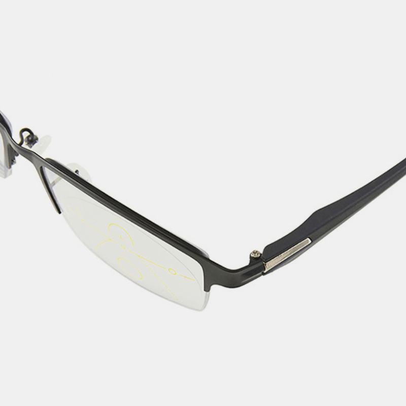 Unisex Anti-blue Light Podwójnego Zastosowania Lekkie Wieloogniskowe Pół-ramkowe Okulary Do CZytania Okulary Prezbiopijne