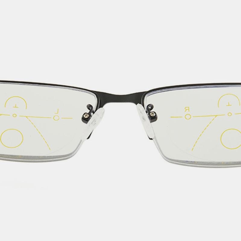 Unisex Anti-blue Light Podwójnego Zastosowania Lekkie Wieloogniskowe Pół-ramkowe Okulary Do CZytania Okulary Prezbiopijne