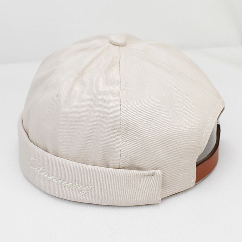 Unisex Bawełna Jednolity Kolor Listowy Haft Na Cały Mecz Bez Brimless CZapka Landlord Cap Skull Cap