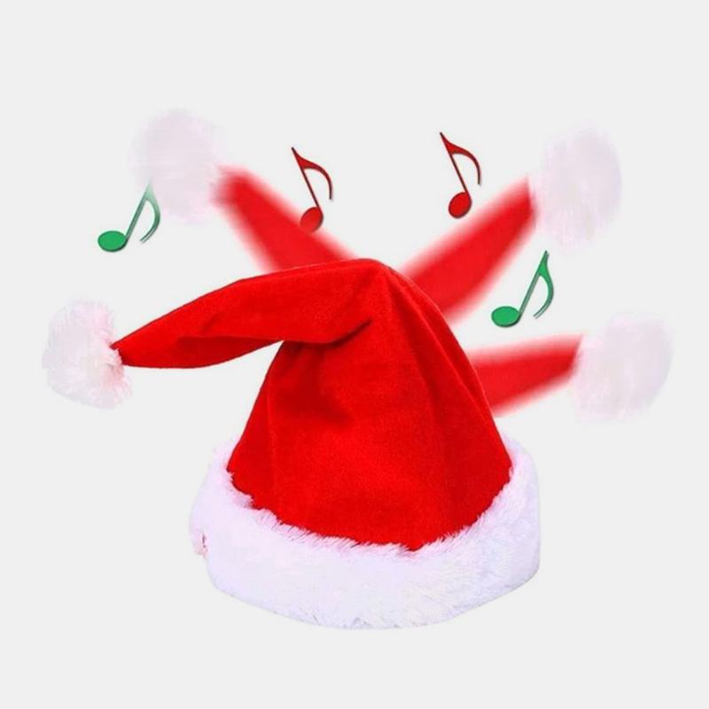 Unisex Bawełna Świąteczna Bateria Zabawka Muzyczna Elektryczny Prezent Na Boże Narodzenie CZapka Mikołaja Dla Dzieci