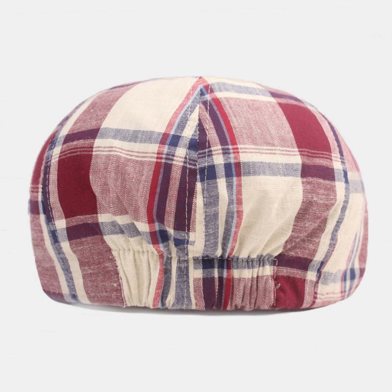 Unisex Bawełniana CZapka Beret Wzór W Kratę Na Co Dzień Retro Osłona Przeciwsłoneczna CZapka Gazeciarz CZapka Do Przodu Ośmiokątna CZapka