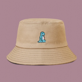 Unisex Cartoon Mały Dinozaur Haft Kapelusz Przeciwsłoneczny Outdoor Casual Sunshade Bucket Hat