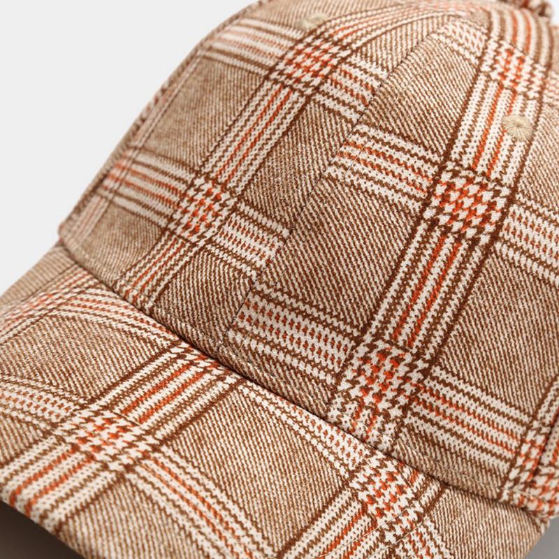 Unisex Cotton Curved Brim Kolorowy Wzór Kraty CZapka Z Daszkiem Outdoor Casual Sunshade Hat