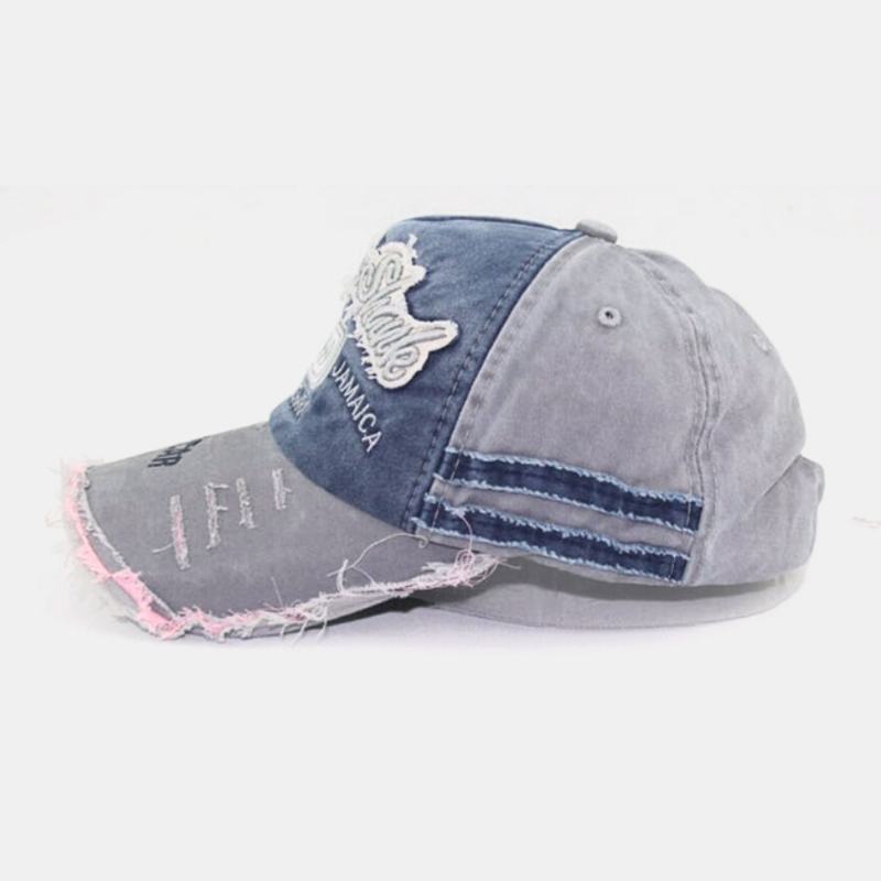 Unisex Cotton Made-star Broken Edge Patch Contrast Color Casual Couple Hat Baseball Hat