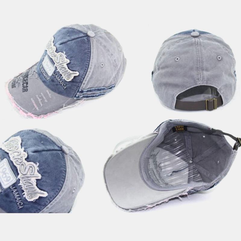 Unisex Cotton Made-star Broken Edge Patch Contrast Color Casual Couple Hat Baseball Hat