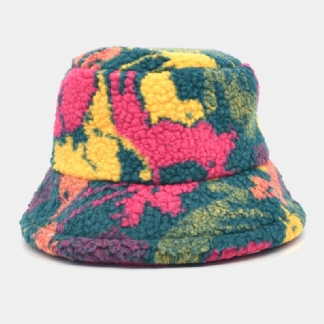 Unisex Cotton Mix Color Nadruk Velvet Keep Warm Outdoor Travel Casual Bucket Hat