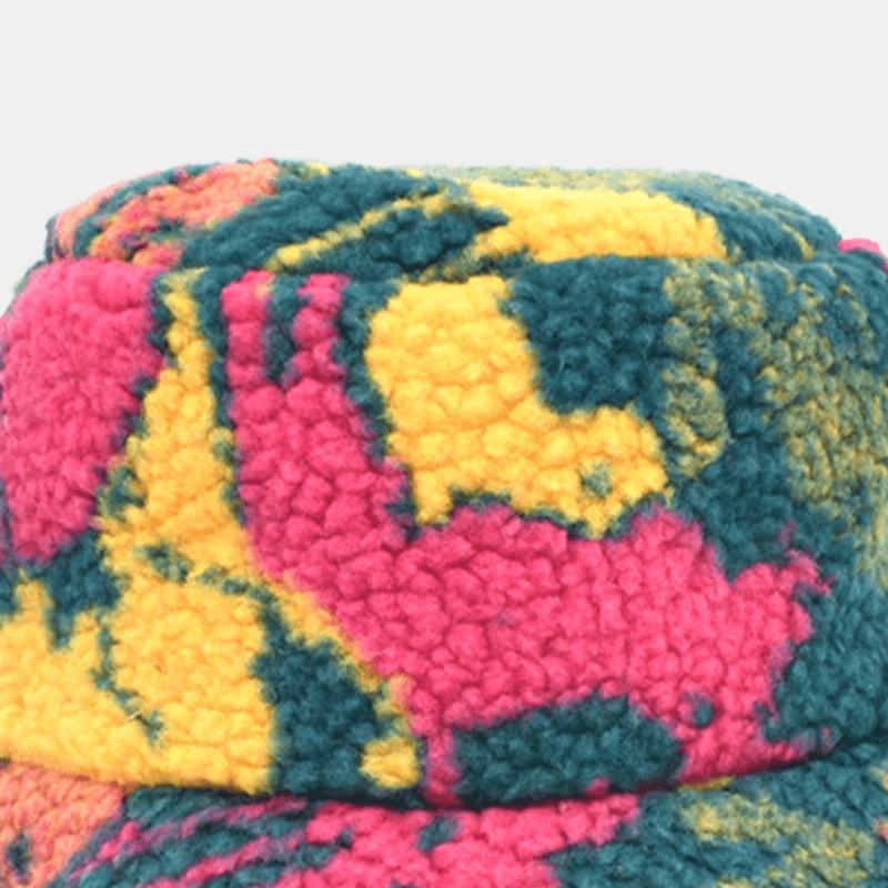 Unisex Cotton Mix Color Nadruk Velvet Keep Warm Outdoor Travel Casual Bucket Hat