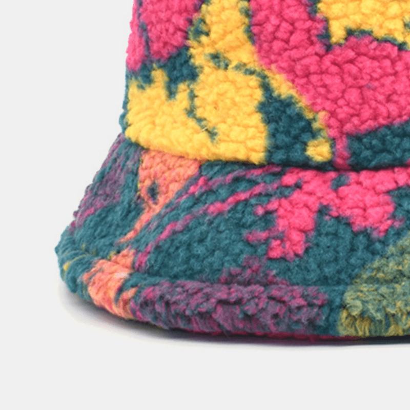Unisex Cotton Mix Color Nadruk Velvet Keep Warm Outdoor Travel Casual Bucket Hat
