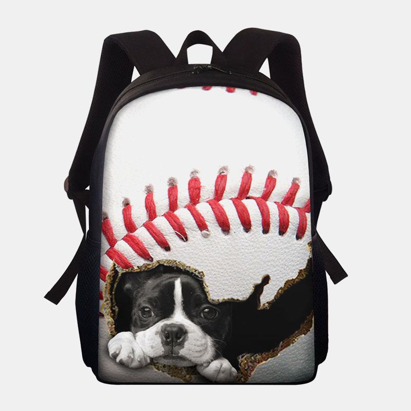 Unisex Dacron Duża Pojemność Kot Dog W Baseball Football Wzór Drukowanie Plecak Torba Szkolna