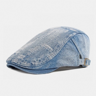 Unisex Denim Washed Make-old Hole Oddychająca Na Co Dzień Osłona Przeciwsłoneczna CZapka Z Daszkiem Beret Cap Flat Hat