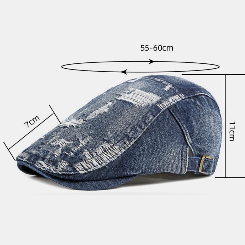 Unisex Denim Washed Make-old Hole Oddychająca Na Co Dzień Osłona Przeciwsłoneczna CZapka Z Daszkiem Beret Cap Flat Hat