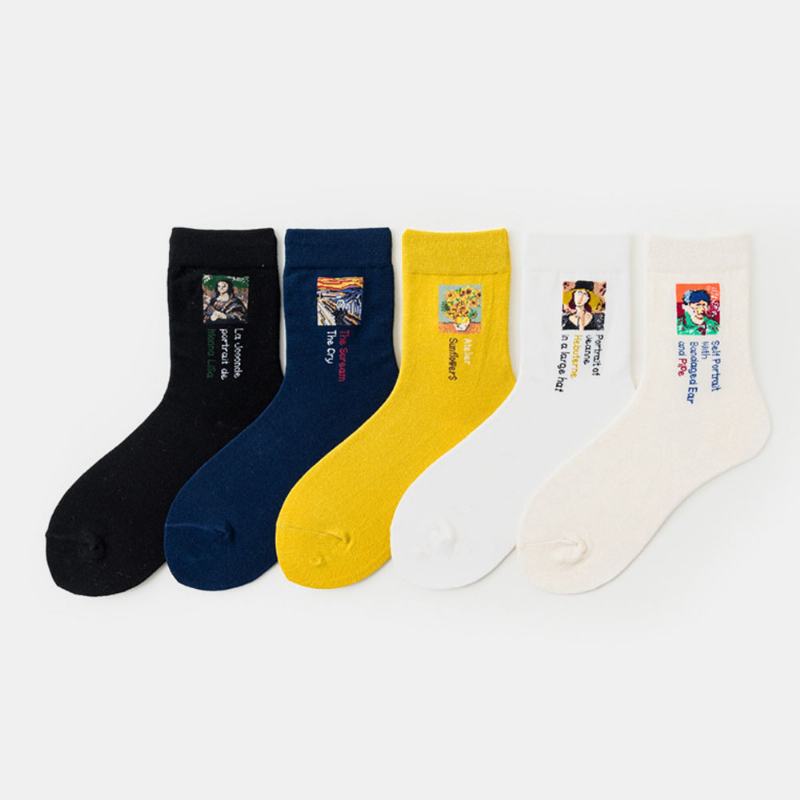 Unisex Europejski Styl Światowej Sławy Seria Malarska Retro Obraz Olejny Cerative Tube Socks