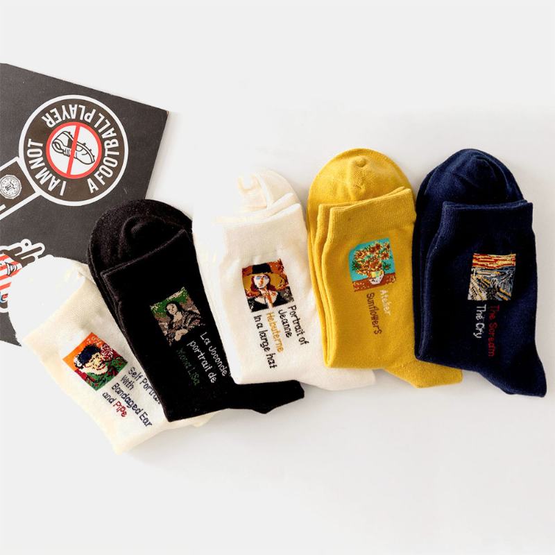 Unisex Europejski Styl Światowej Sławy Seria Malarska Retro Obraz Olejny Cerative Tube Socks