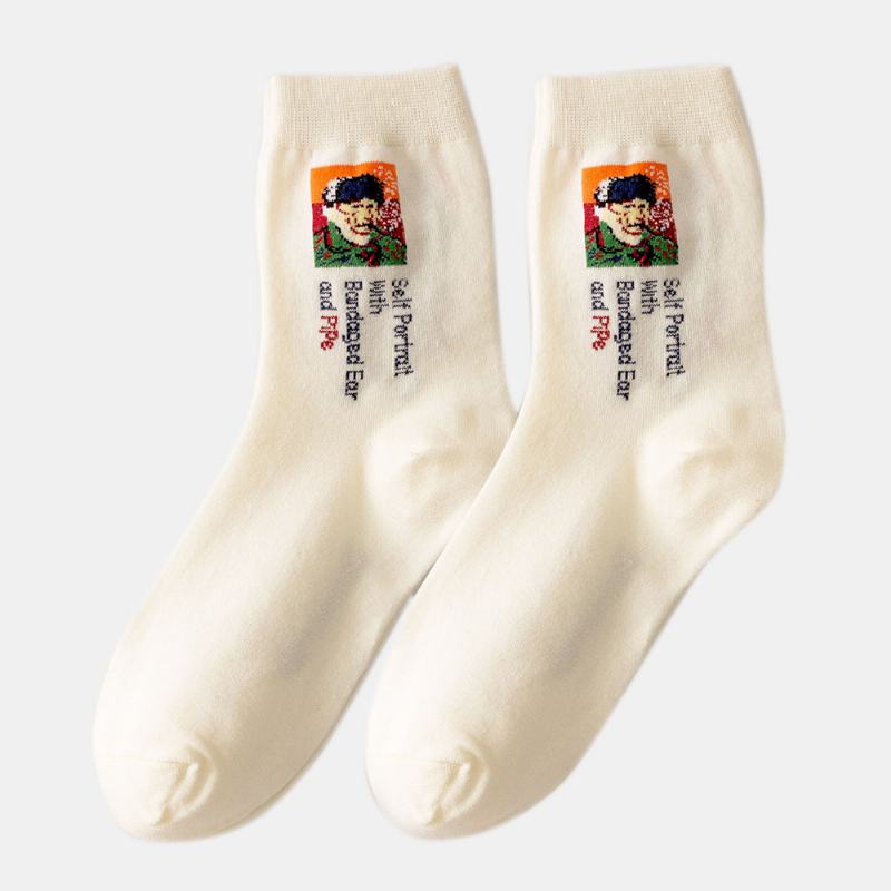 Unisex Europejski Styl Światowej Sławy Seria Malarska Retro Obraz Olejny Cerative Tube Socks