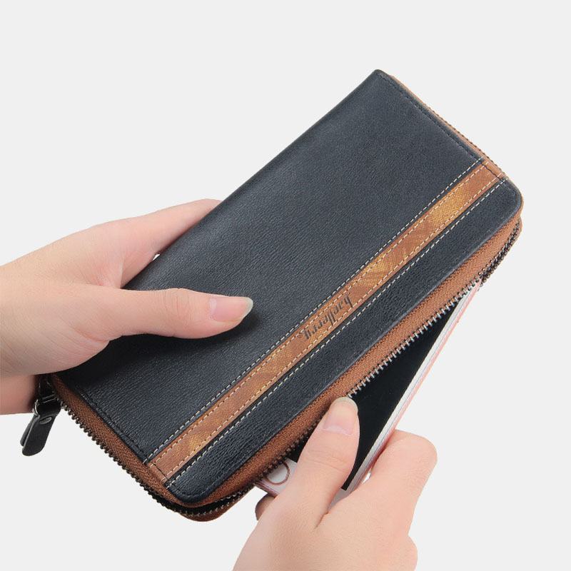 Unisex Faux Leather Wielofunkcyjny Zamek Błyskawiczny 6.3 Cala Torba Na Telefon Portfel Ze Sprzęgłem Portfel Na Karty Z Wieloma Gniazdami