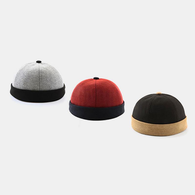 Unisex Filcowy Kontrastowy Kolor Retro Styl Hip-hopowy Zimowa Codzienna CZapka Beanie Bez Ronda CZapka Z CZaszką CZapka Właściciela