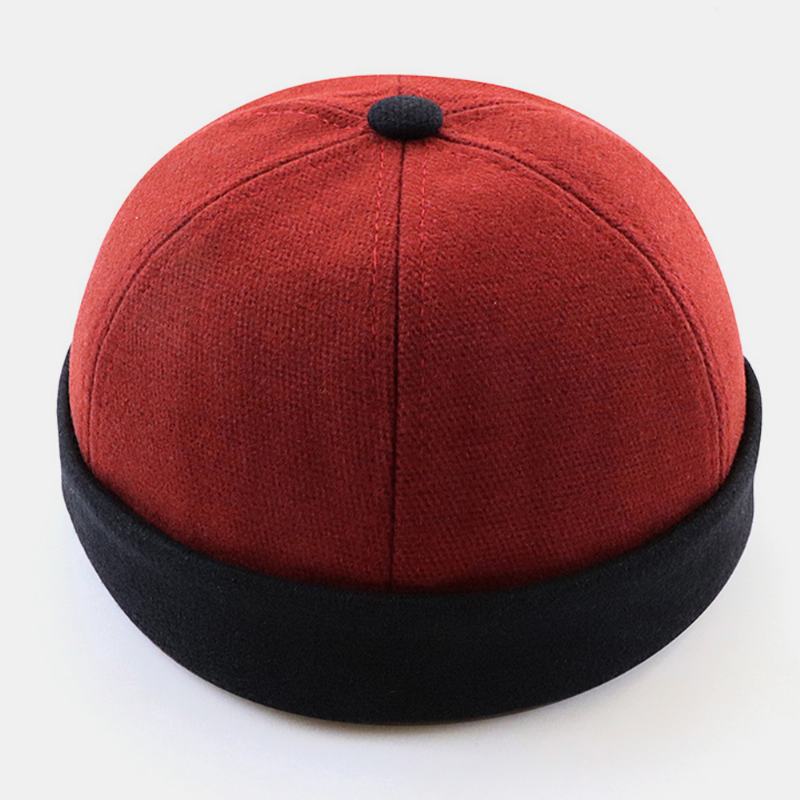 Unisex Filcowy Kontrastowy Kolor Retro Styl Hip-hopowy Zimowa Codzienna CZapka Beanie Bez Ronda CZapka Z CZaszką CZapka Właściciela