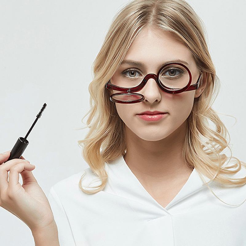 Unisex Flip-up Okrągłe Okulary Do CZytania Okulary Do Makijażu